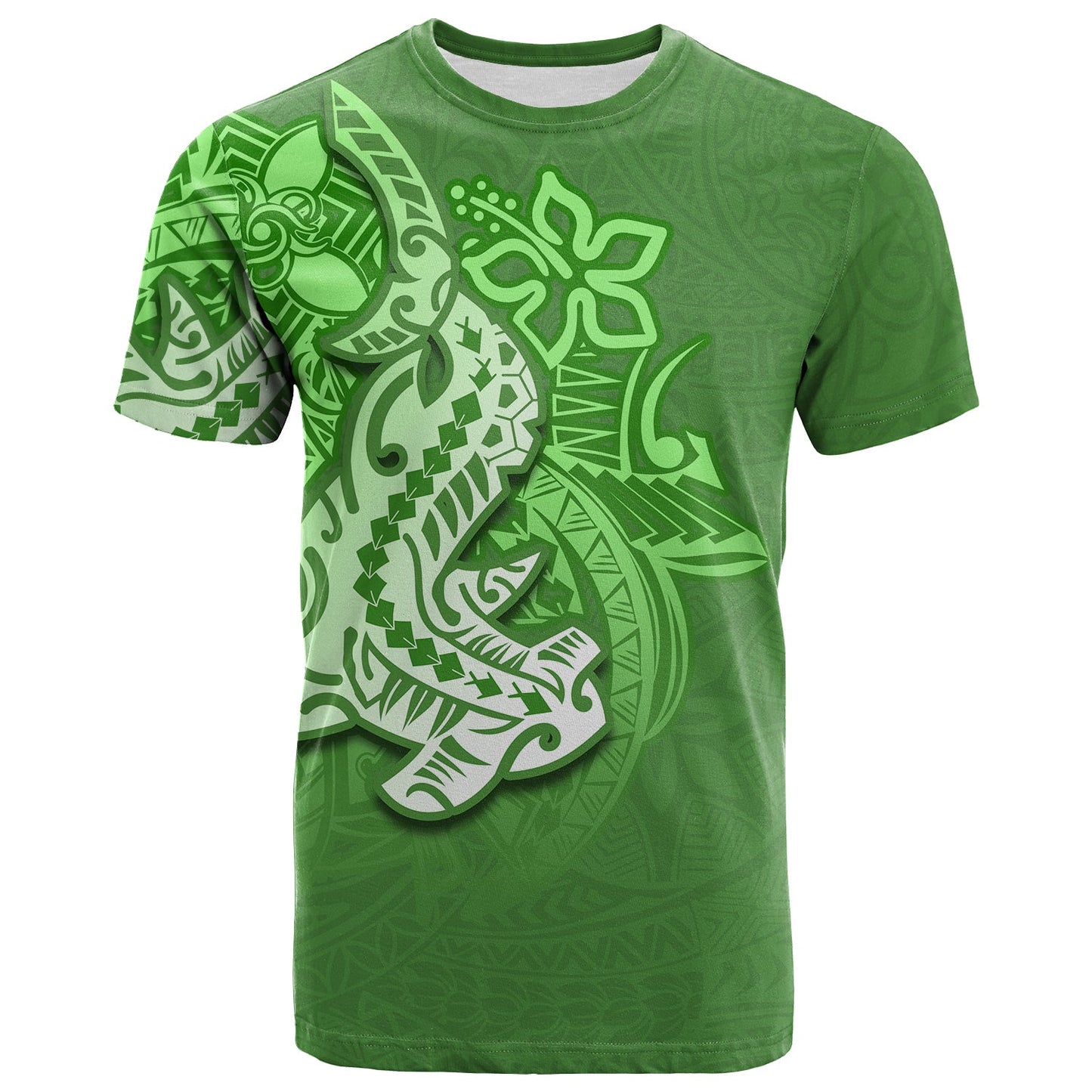Hammerhead shark T Shirt Polynesian Green Style