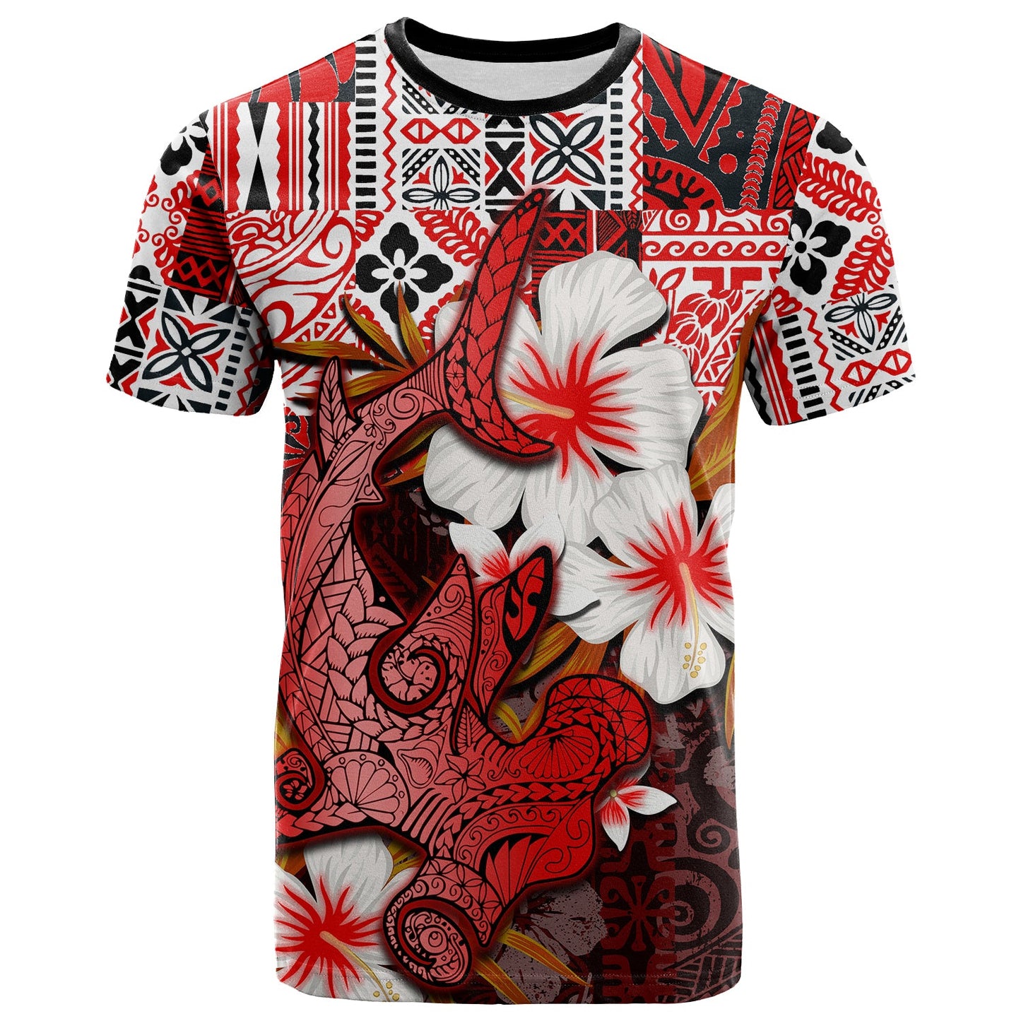 Hammerhead shark T Shirt Hawaii Style Red