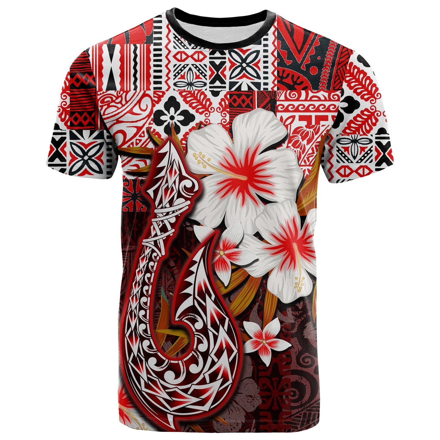 Hawaii Fish Hook T Shirt Red Style