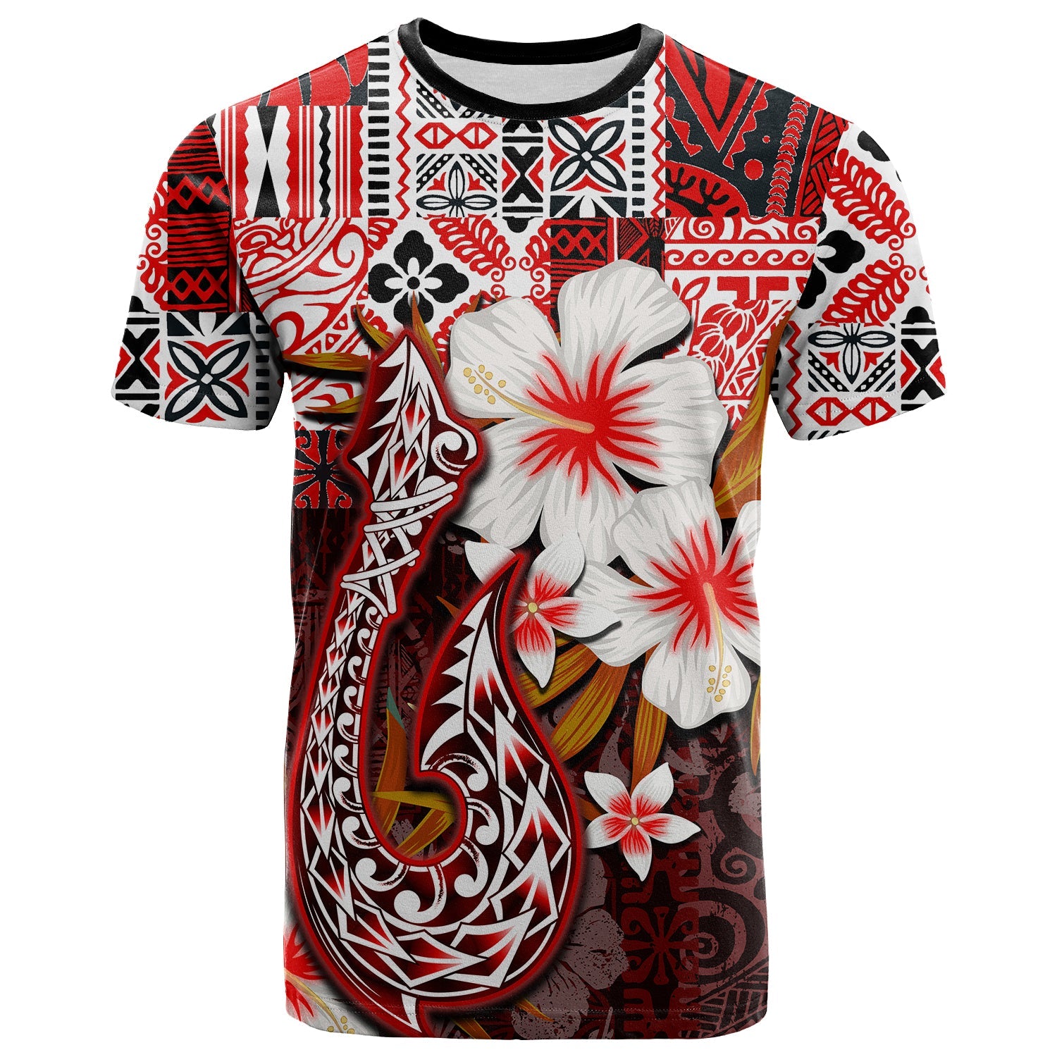 Hawaii Fish Hook T Shirt Red Style