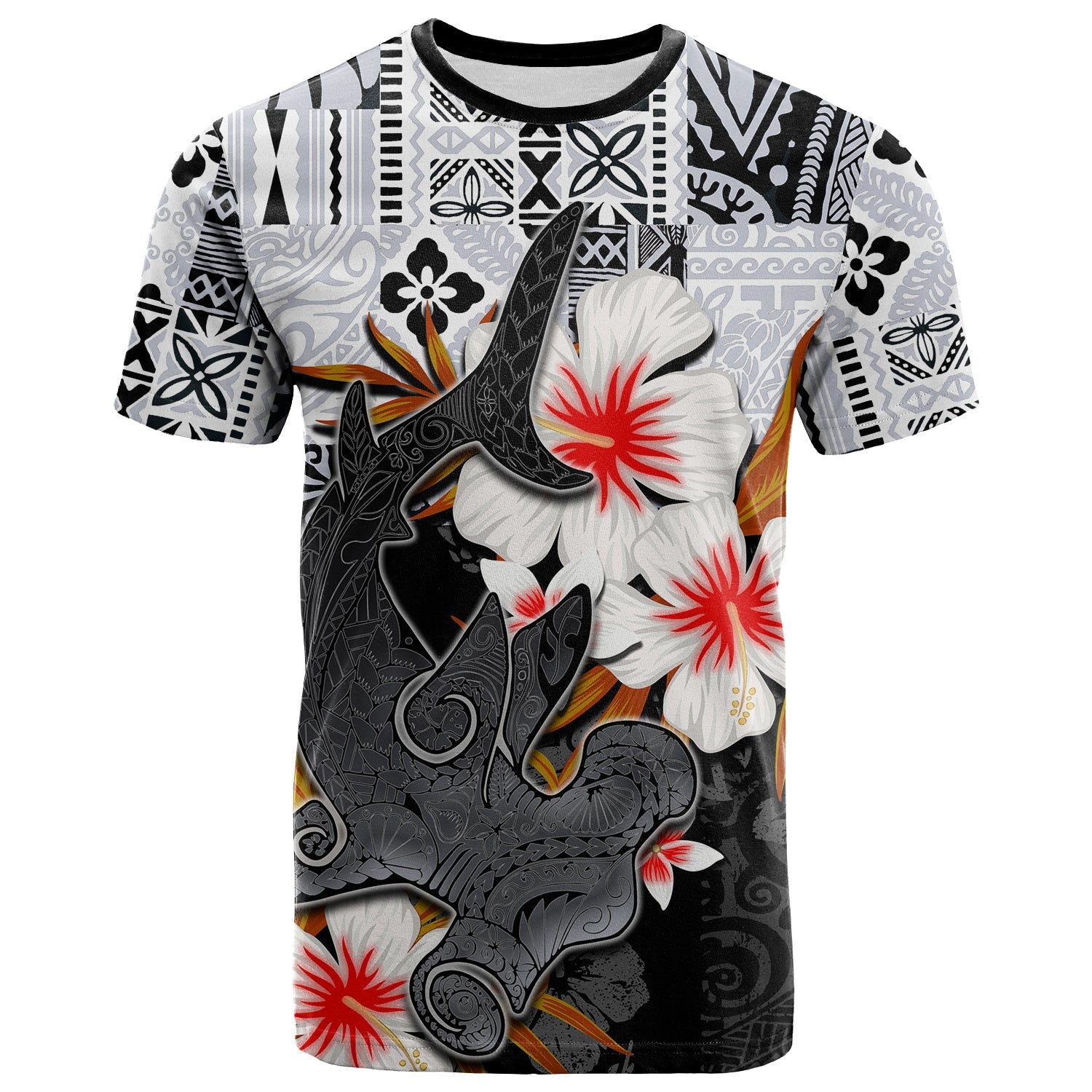 Hammerhead shark T Shirt Hawaii Style White