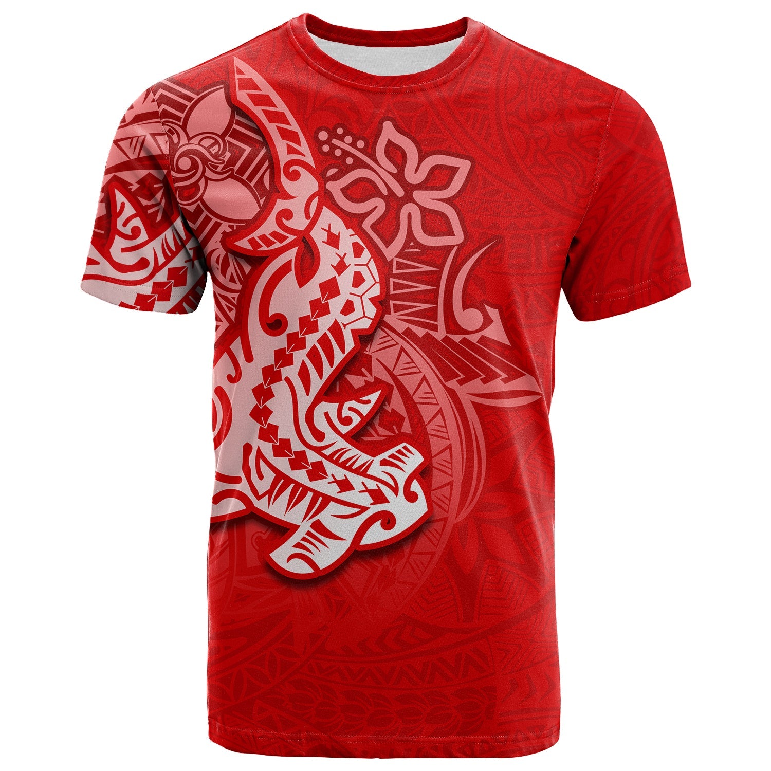 Hammerhead shark T Shirt Polynesian Red Style