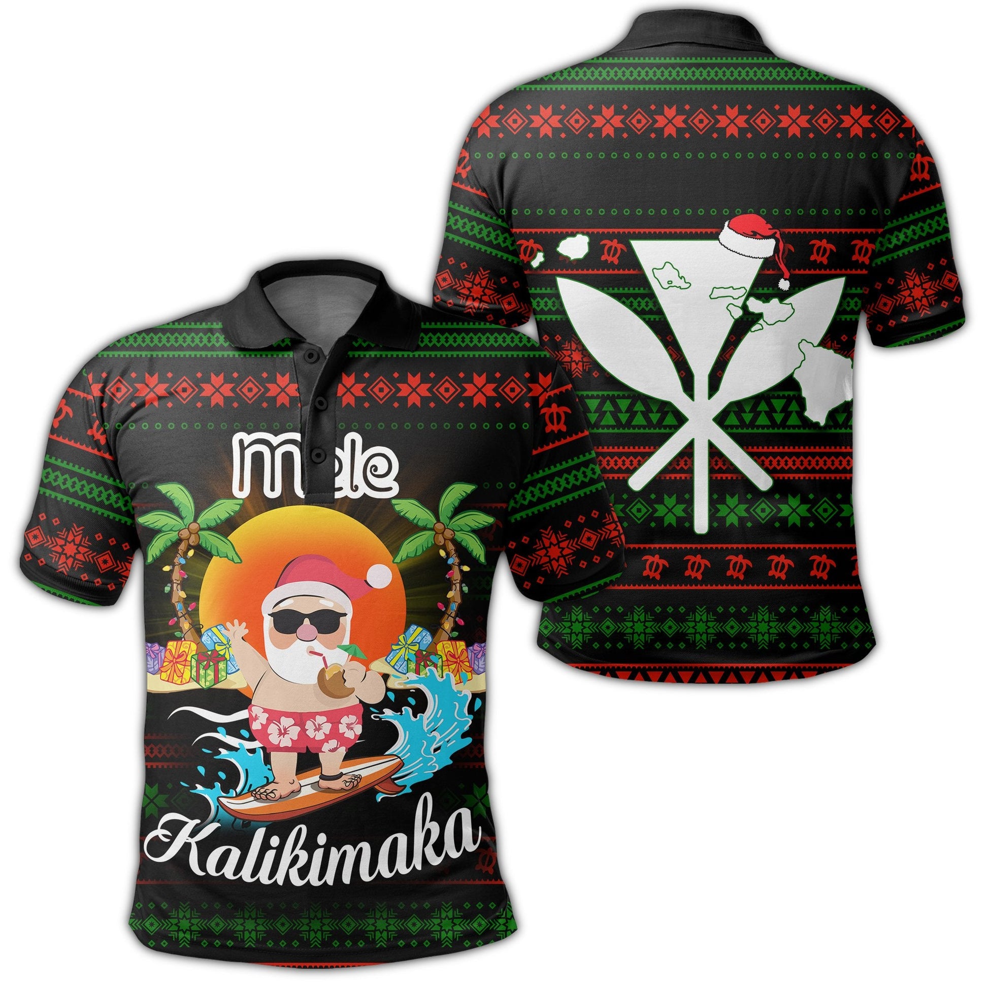 Hawaii Santa Claus Surf Christmas Pattern Polo Shirt - Tan Style - AH