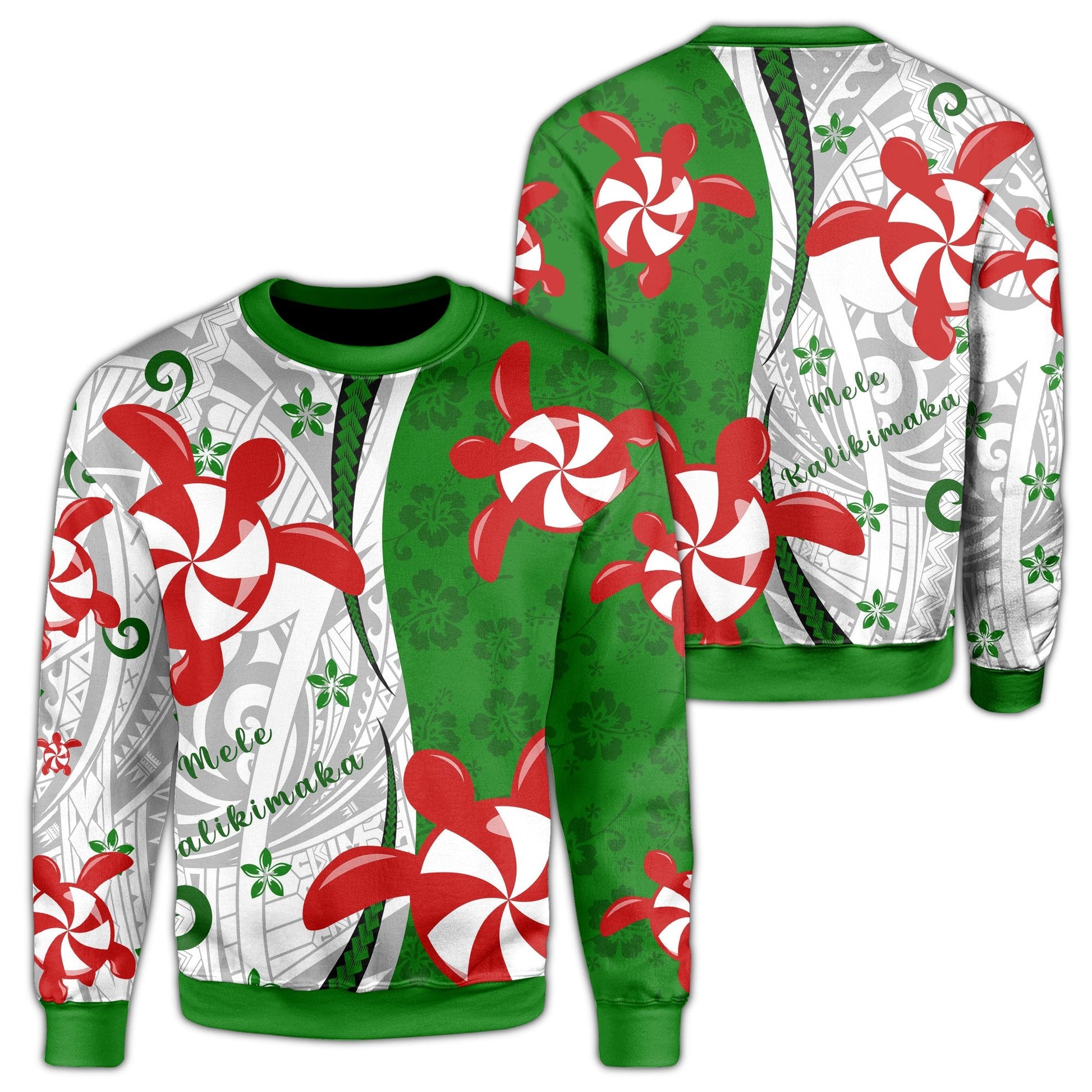 Hawaii Christmas Polynesian Sweatshirt Turtle Candy AH