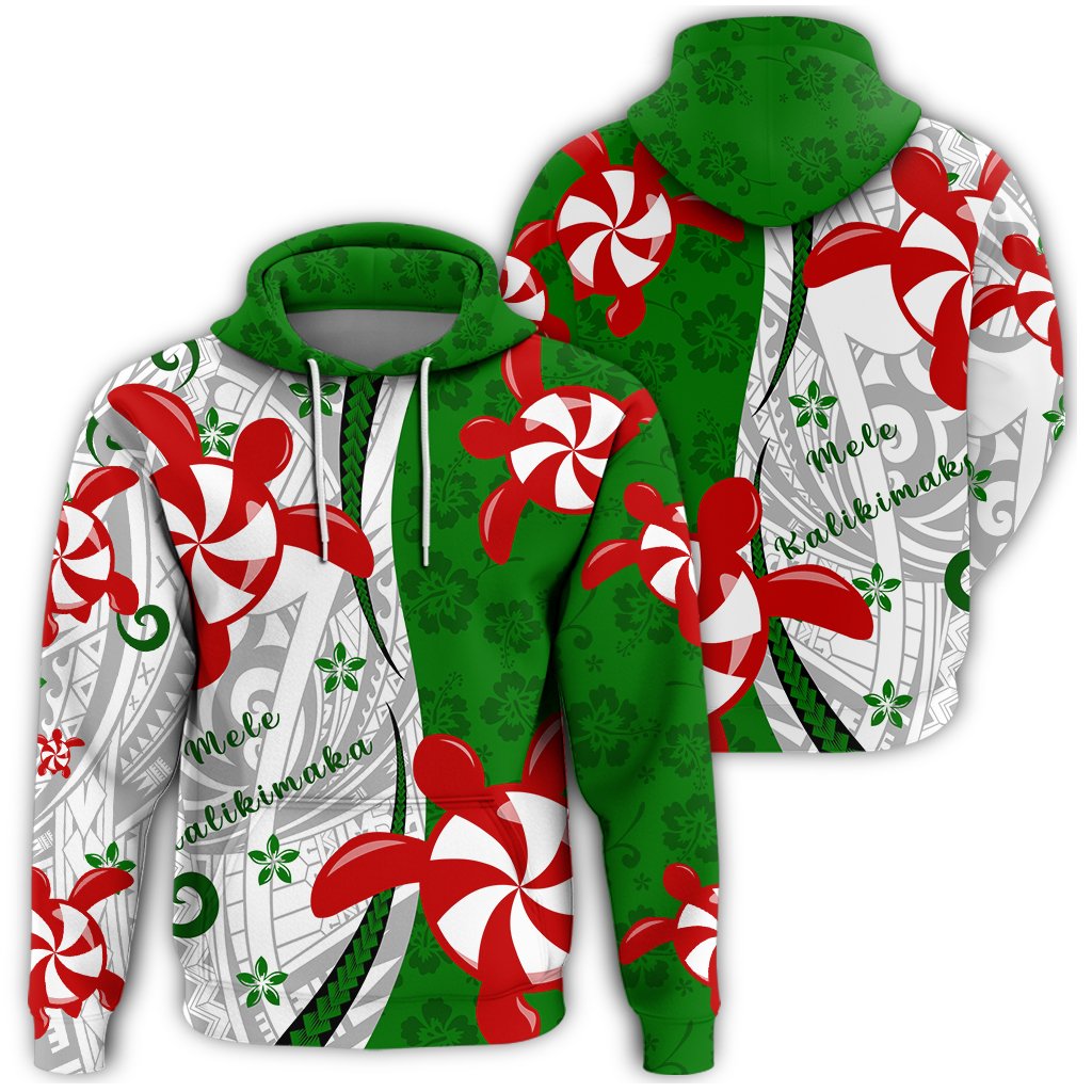 Hawaii Christmas Polynesian Hoodie Turtle Candy AH