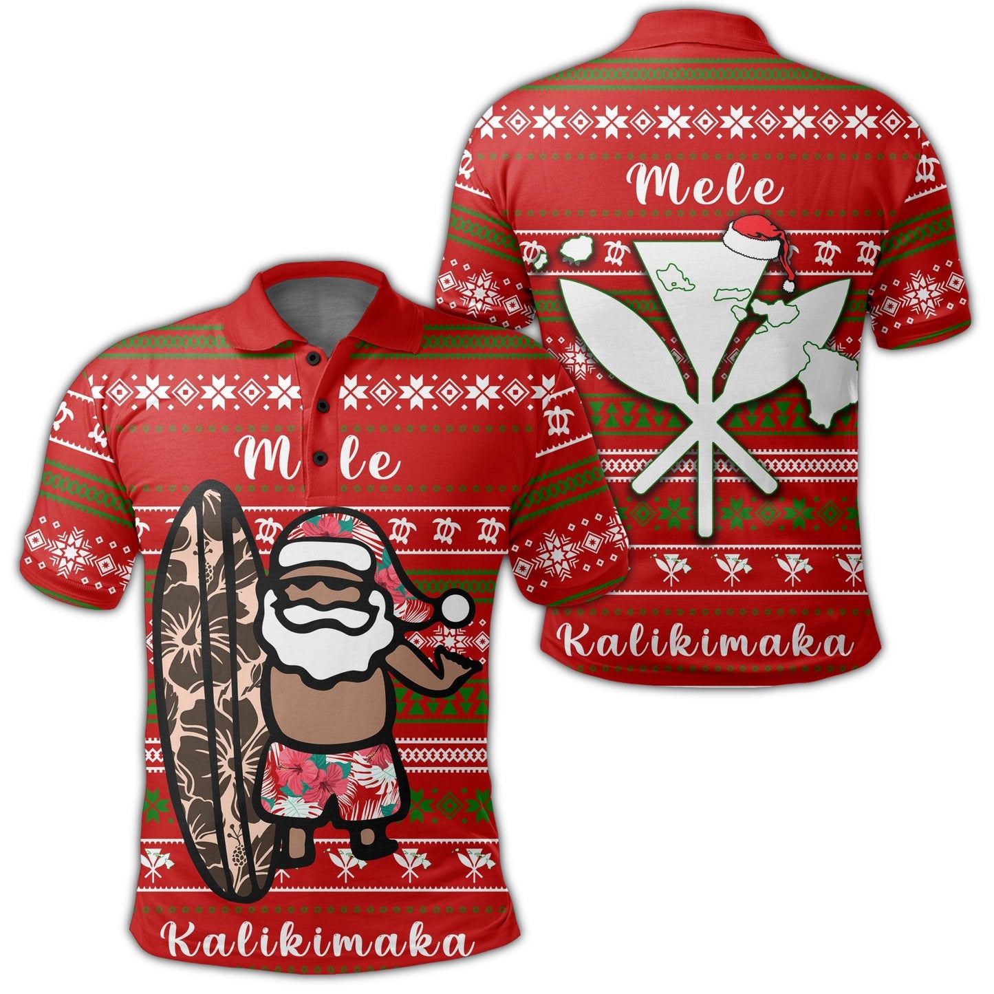 Hawaii Christmas Santa Claus Surf Polo Shirt - Fun Style - AH