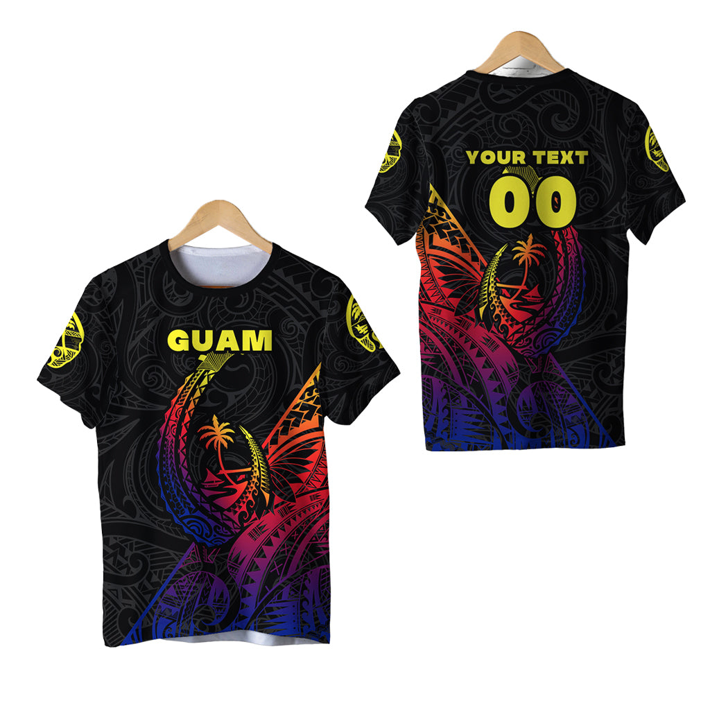 (Custom Personalised) Guam Rugby T Shirt Polynesian Patterns Style Gradient