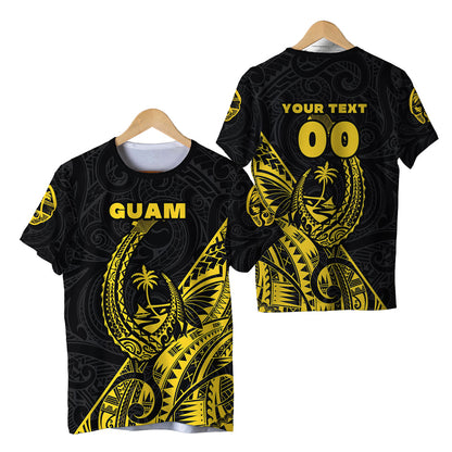 (Custom Personalised) Guam Rugby T Shirt Polynesian Patterns Style Yellow