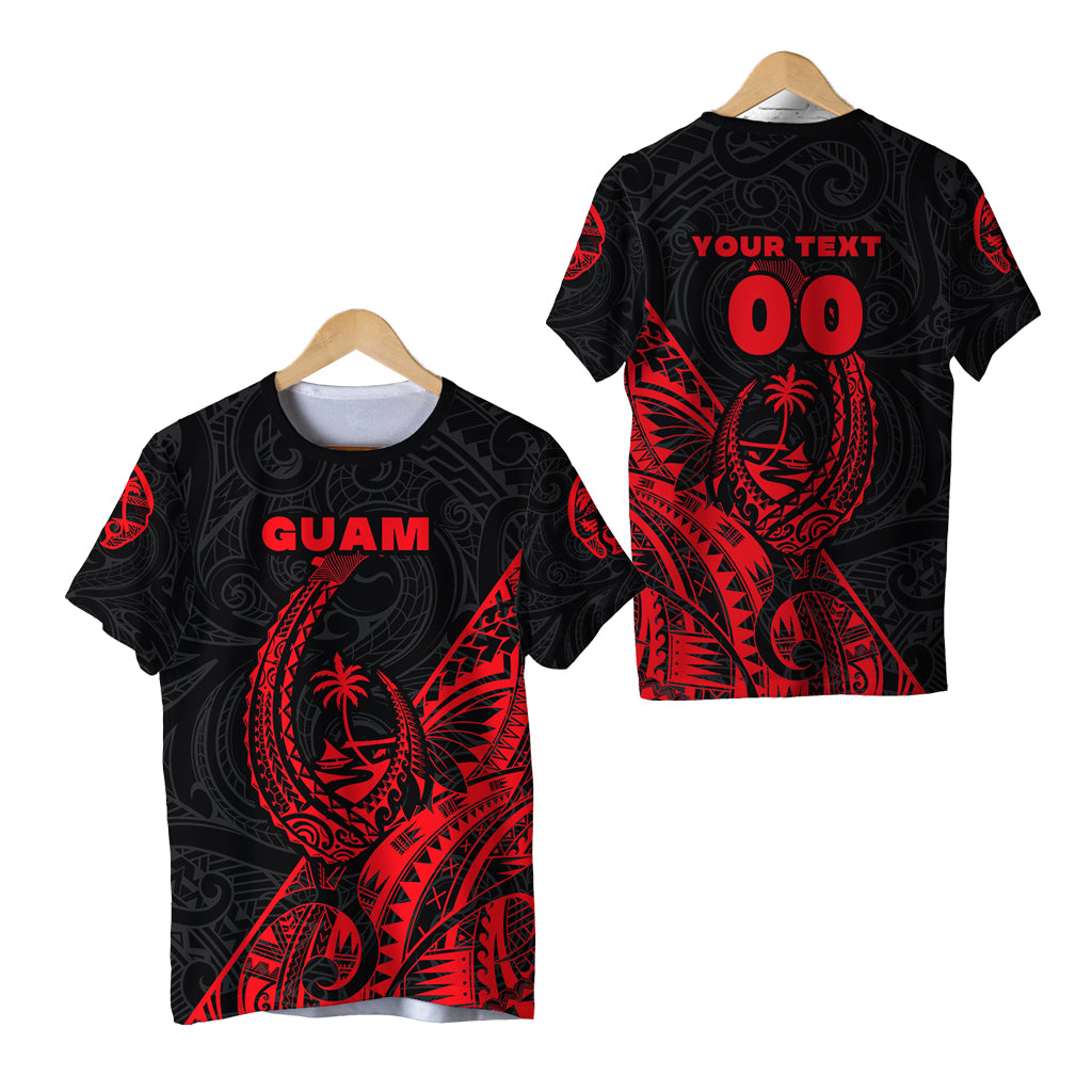 (Custom Personalised) Guam Rugby T Shirt Polynesian Patterns Style Red