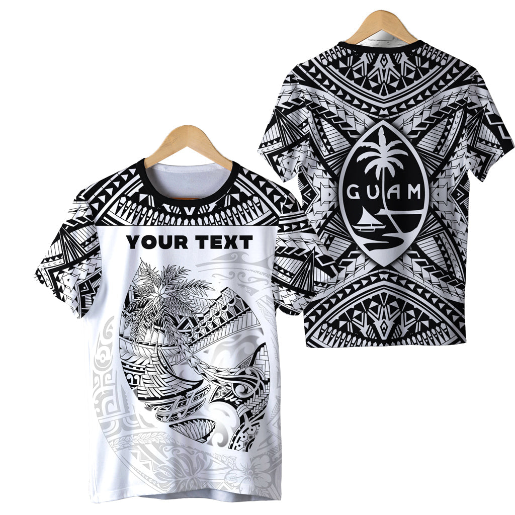 (Custom Personalised) Guam Rugby T Shirt Polynesian Patterns White Ver.2