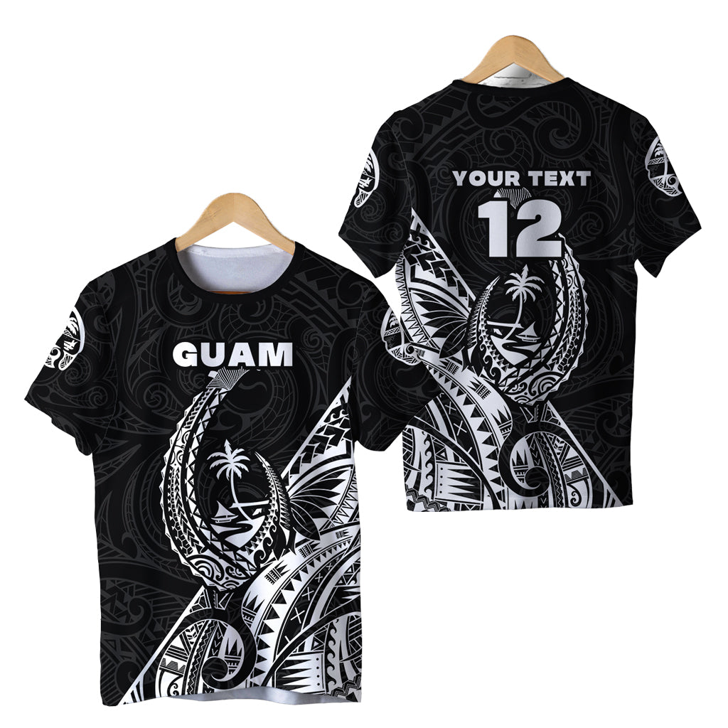 (Custom Personalised) Guam Rugby T Shirt Polynesian Patterns Style Black