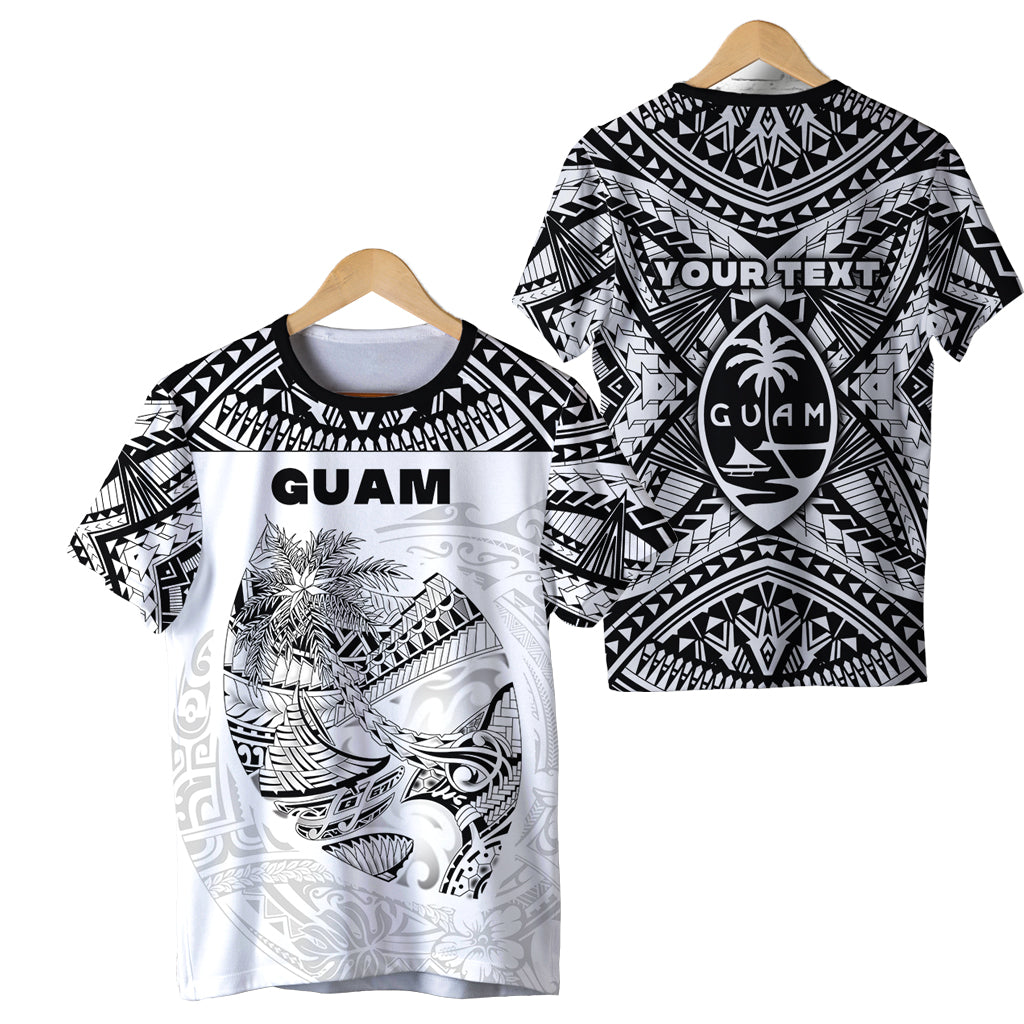 (Custom Personalised) Guam Rugby T Shirt Polynesian Patterns White