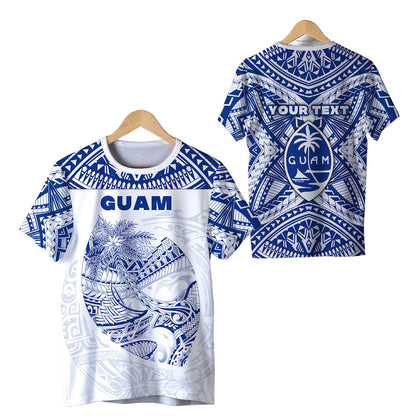 (Custom Personalised) Guam Rugby T Shirt Polynesian Patterns Blue
