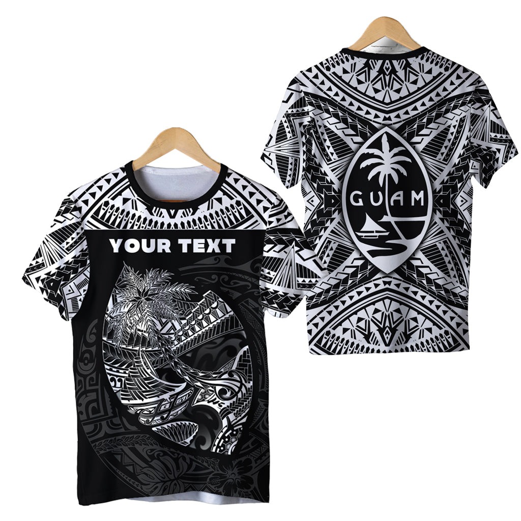 (Custom Personalised) Guam Rugby T Shirt Polynesian Patterns Black Ver.2