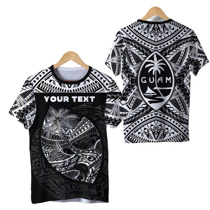 (Custom Personalised) Guam Rugby T Shirt Polynesian Patterns Black Ver.2