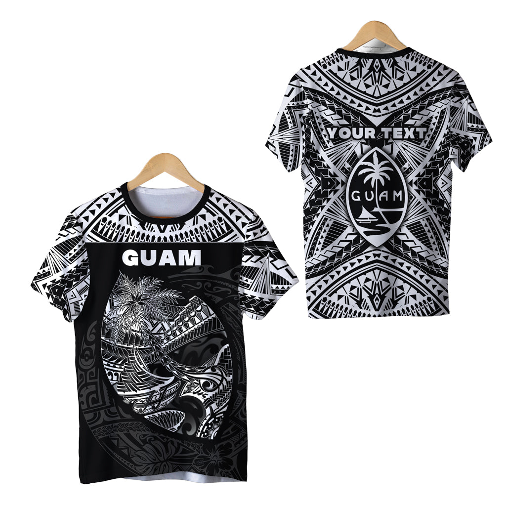 (Custom Personalised) Guam Rugby T Shirt Polynesian Patterns Black