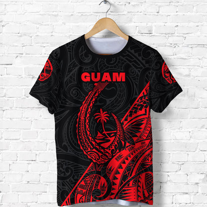 (Custom Personalised) Guam Rugby T Shirt Polynesian Patterns Style Red