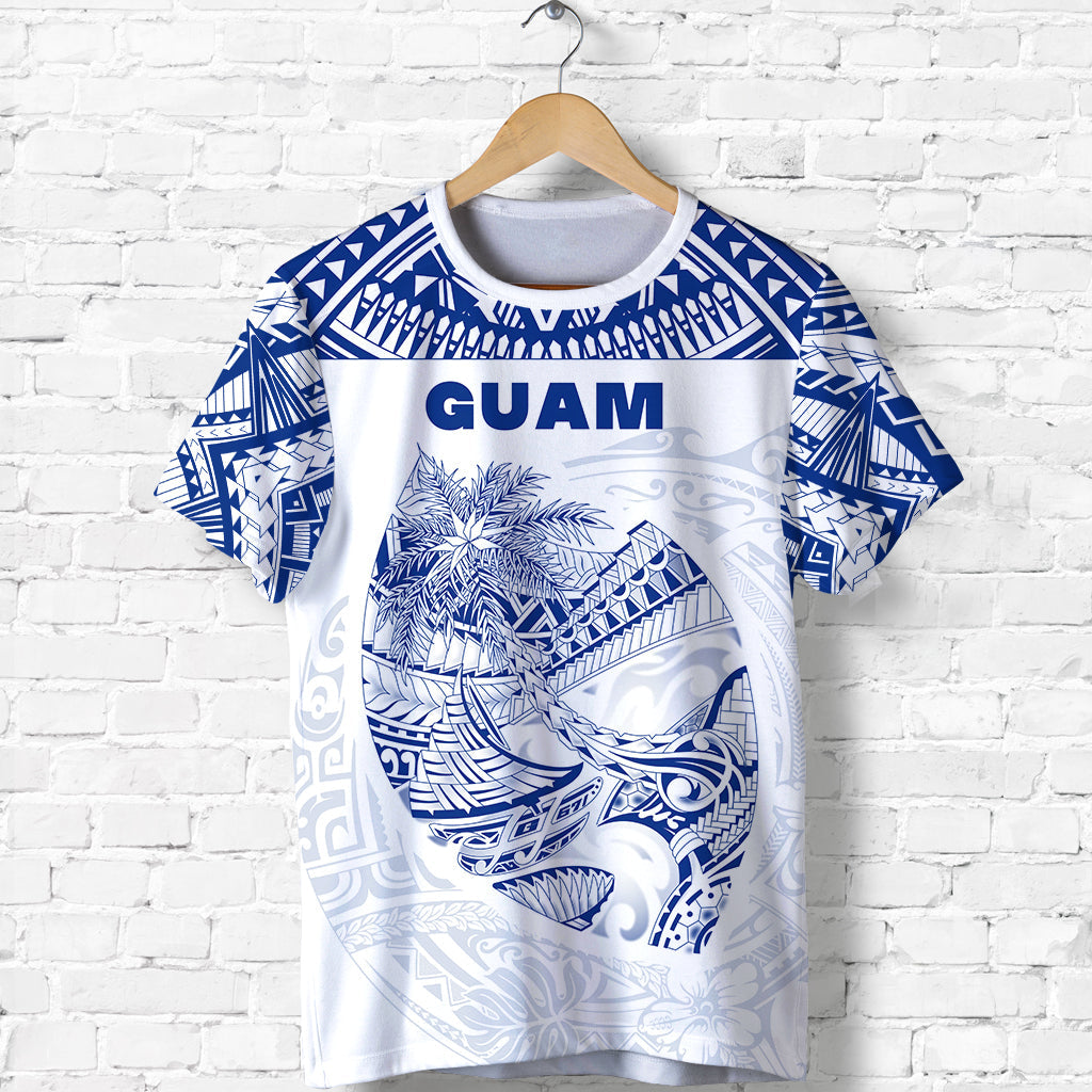 (Custom Personalised) Guam Rugby T Shirt Polynesian Patterns Blue