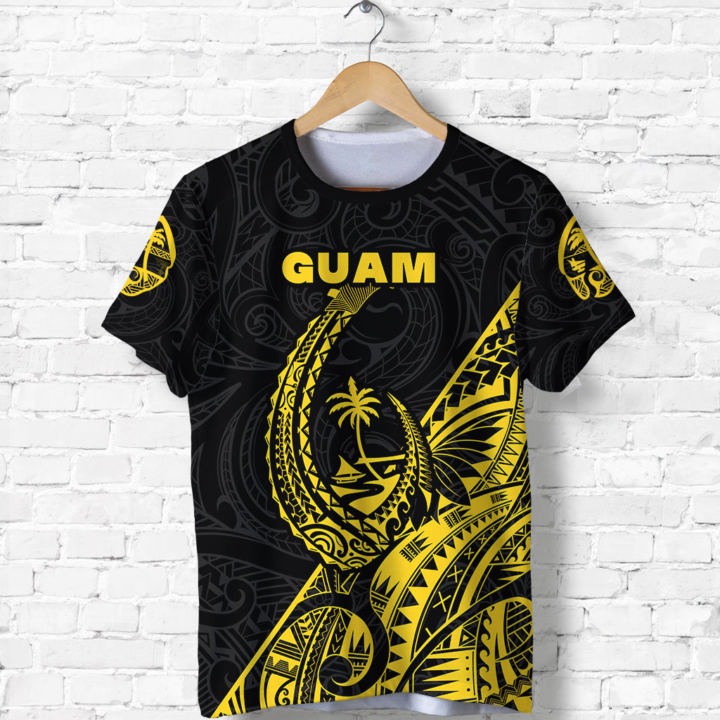 (Custom Personalised) Guam Rugby T Shirt Polynesian Patterns Style Yellow