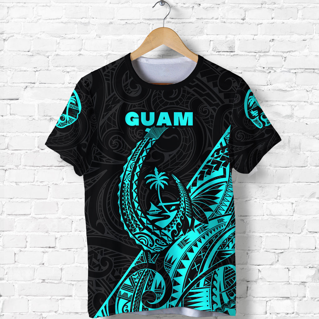 (Custom Personalised) Guam Rugby T Shirt Polynesian Patterns Style Turquoise
