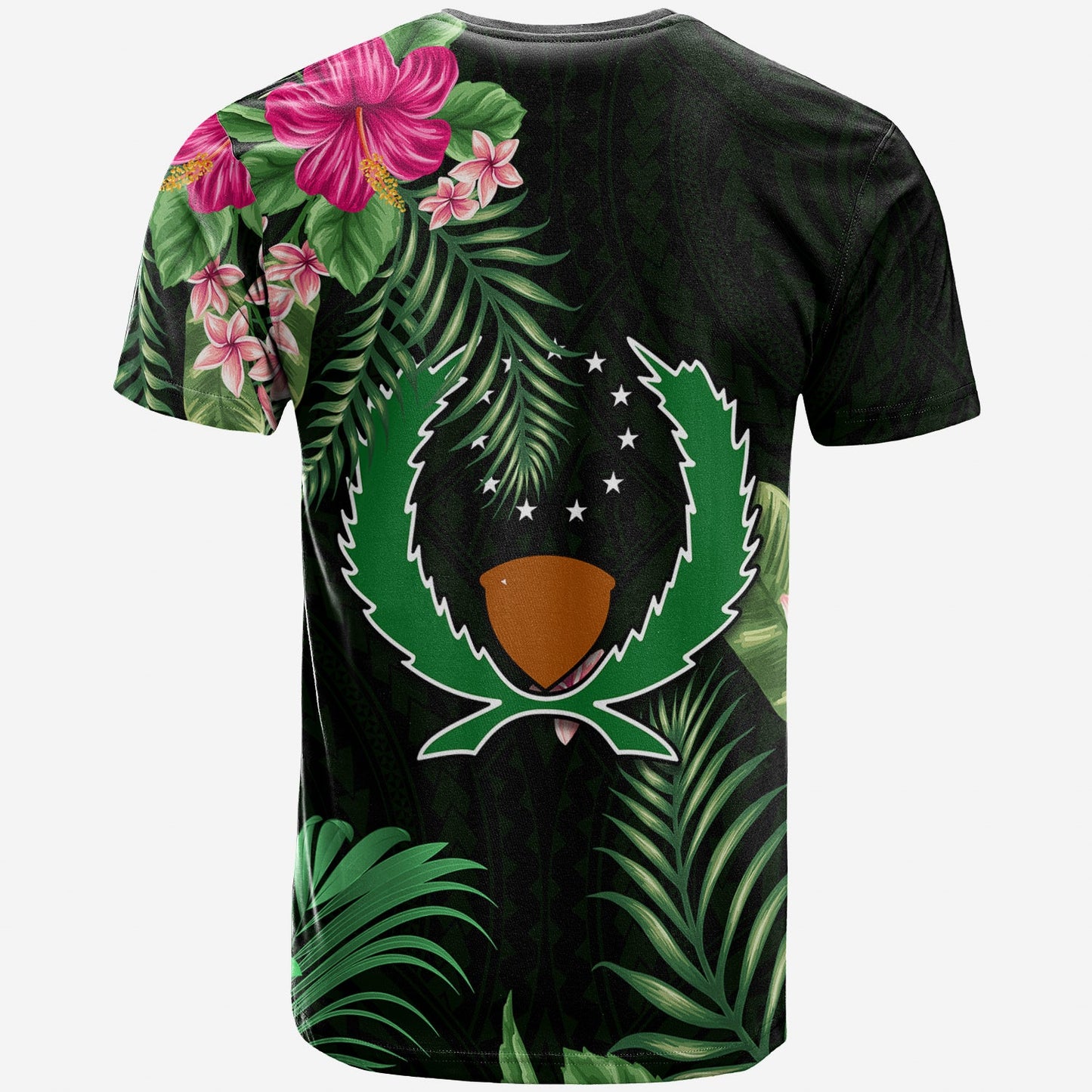 Pohnpei Micronesia Green T Shirt Tropical Flowers