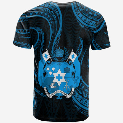 Custom Personalised Tonga Pattern T Shirt Always Proud Version Blue