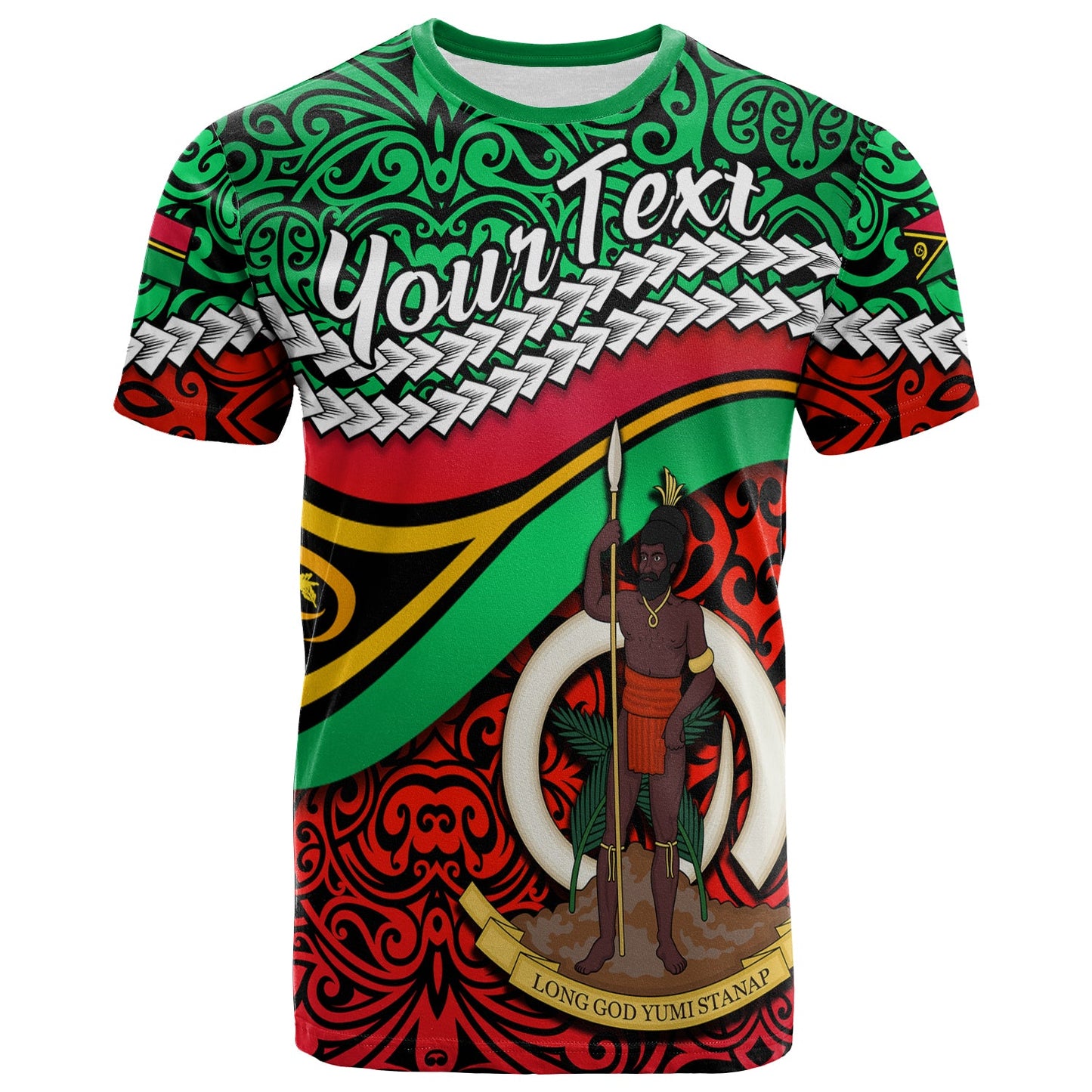 (Custom Personalised) Proud Vanuatu T Shirt Pattern Mix Flag