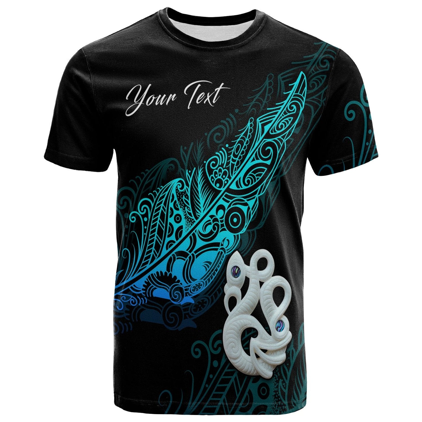 (Custom Personalised) Aotearoa T Shirt Fern Mix Manaia Matau