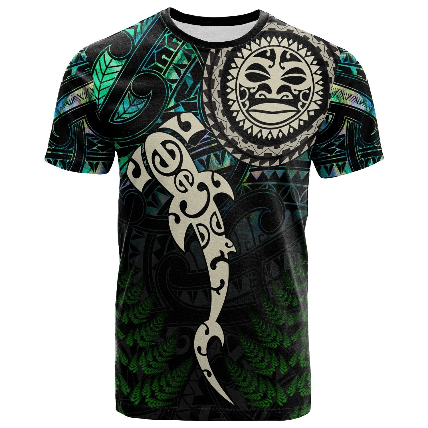Aotearoa Paua Shell T Shirt Maori Manaia And Fish