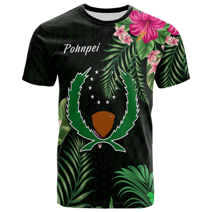 Pohnpei Micronesia Green T Shirt Tropical Flowers