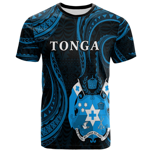 Tonga Pattern T Shirt Always Proud Version Blue