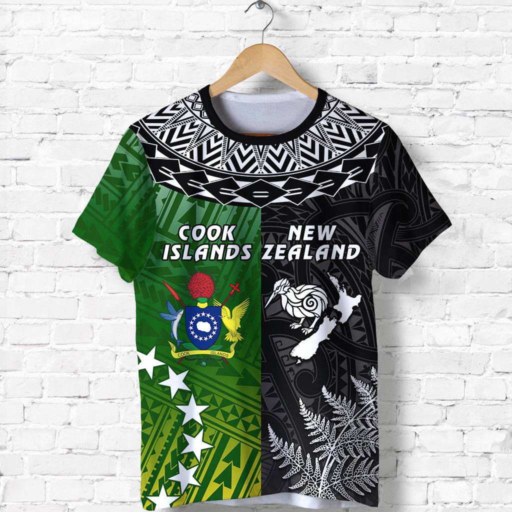 Cook Islands Pattern And New Zealand Kiwi T Shirt