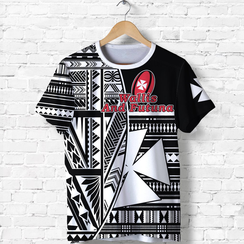 Custom Personalised Wallis And Futuna Rugby T Shirt Polynesian Clever Black - Custom Text And Number