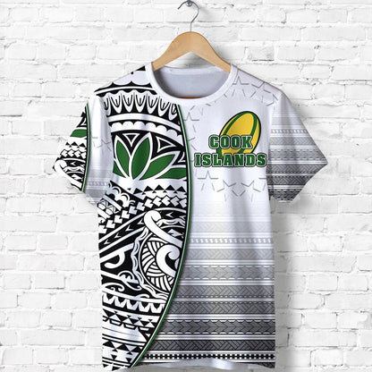 (Custom Personalised) Cook Islands Rugby T Shirt Impressive Version Black Custom Text and Number