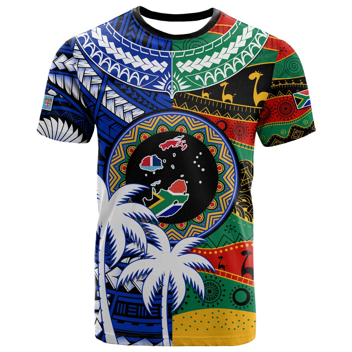 Indigenous South Africa Mixed Fiji Palm Tapa T Shirt