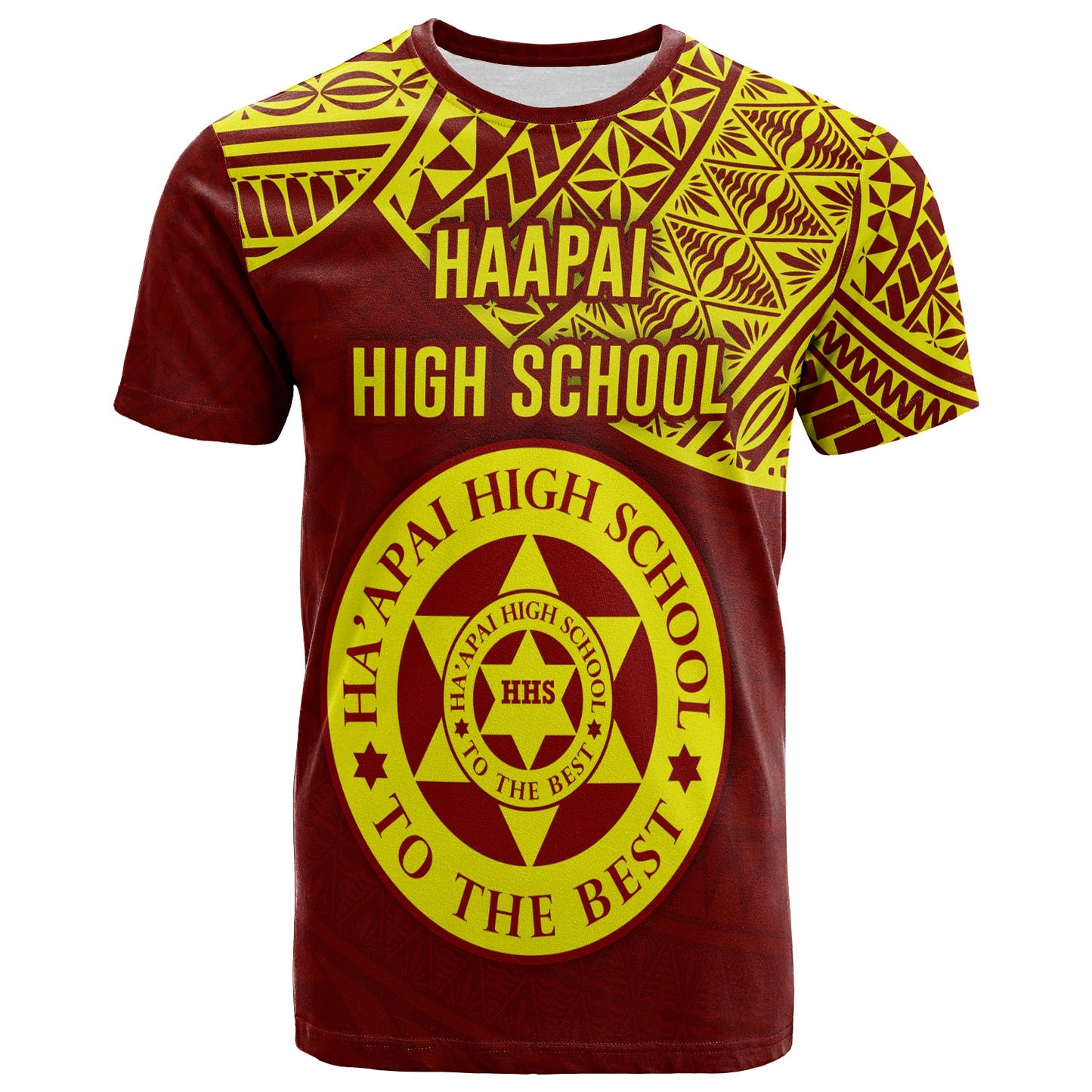 Haapai High School T Shirt Maroon and Gold