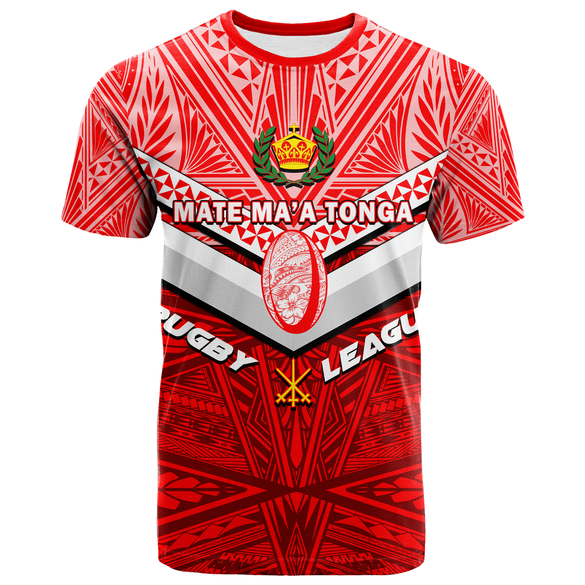 Tonga Rugby Mate Ma'A Tonga Tapa Pattern T Shirt -