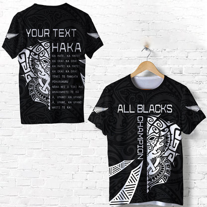 Custom Personalised New Zealand Rugby T Shirt Haka All Black Mix Ta Moko