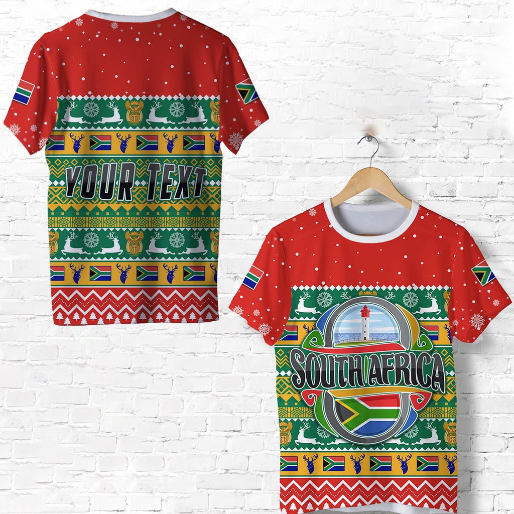 Custom South Africa Christmas T Shirt African Springbok