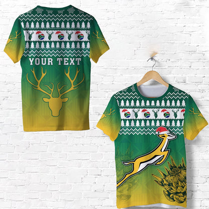 Custom South Africa Rugby Christmas T Shirt Proud Springboks