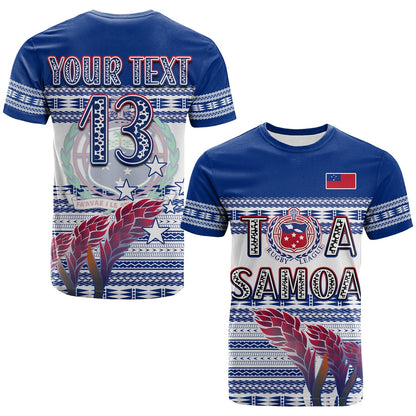 (Custom Personalise Text and Number) Toa Samoa Rugby T Shirt Uso Aso Uma Go Champions White