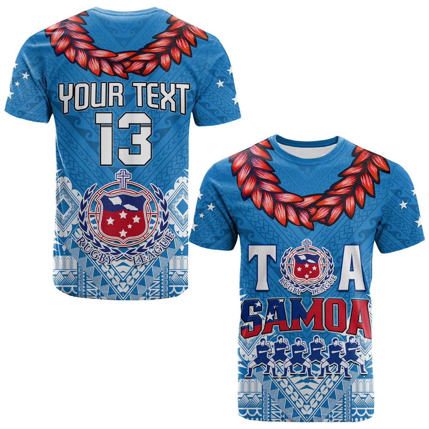 Custom Personalise Text And Number Toa Samoa Rugby T Shirt Manu Siva Tau Style Ulafala