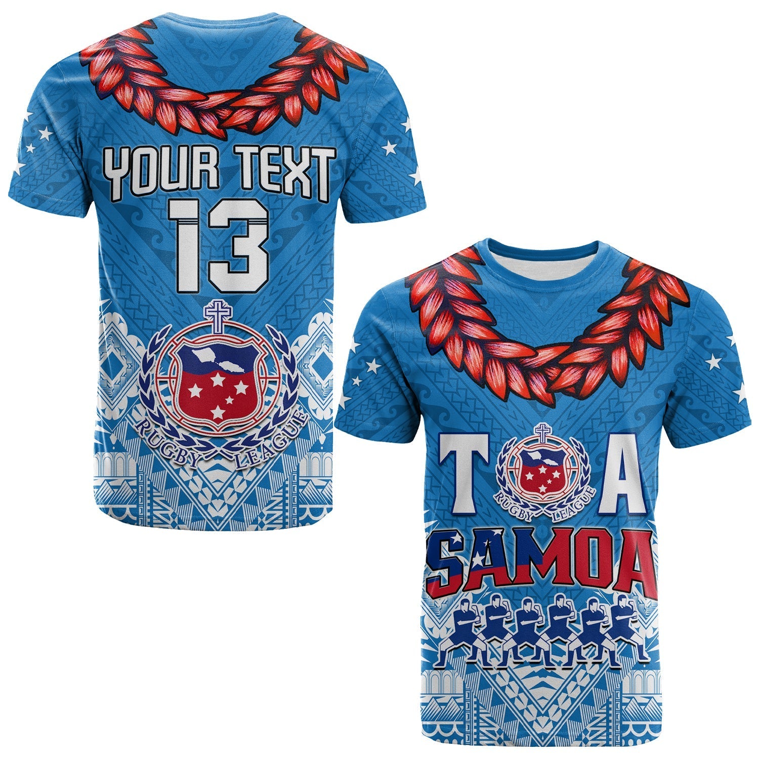 Custom Personalise Text And Number Toa Samoa Rugby T Shirt Manu Siva Tau Style Ulafala