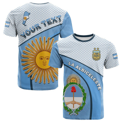 Custom Argentina T Shirt Football 2022 Champions Blue Sky May Sun