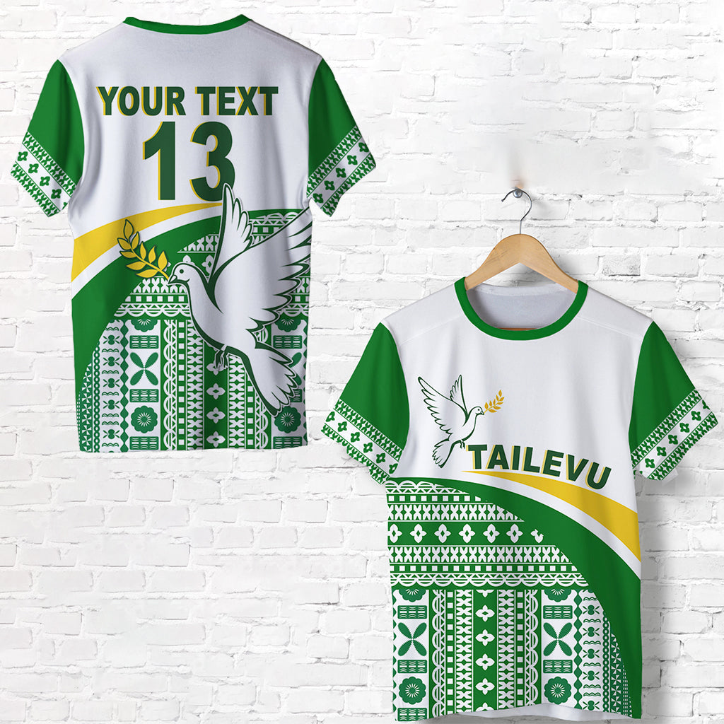 (Custom Text and Number) Tailevu Rugby T Shirt Fiji Rugby Tapa Pattern White