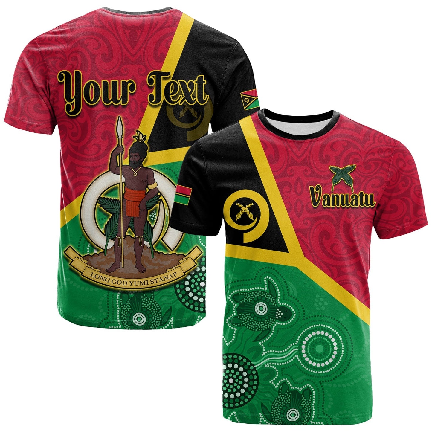 (Custom Personalised) Vanuatu T Shirt Aboriginal Turtle Mix Sand Drawing