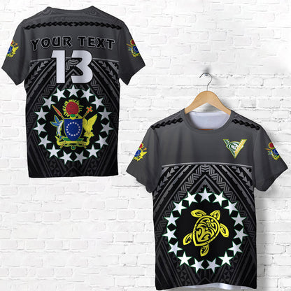 (Custom Personalised) The Kuki's T Shirt Cook Islands Rugby Black Custom Text and Number