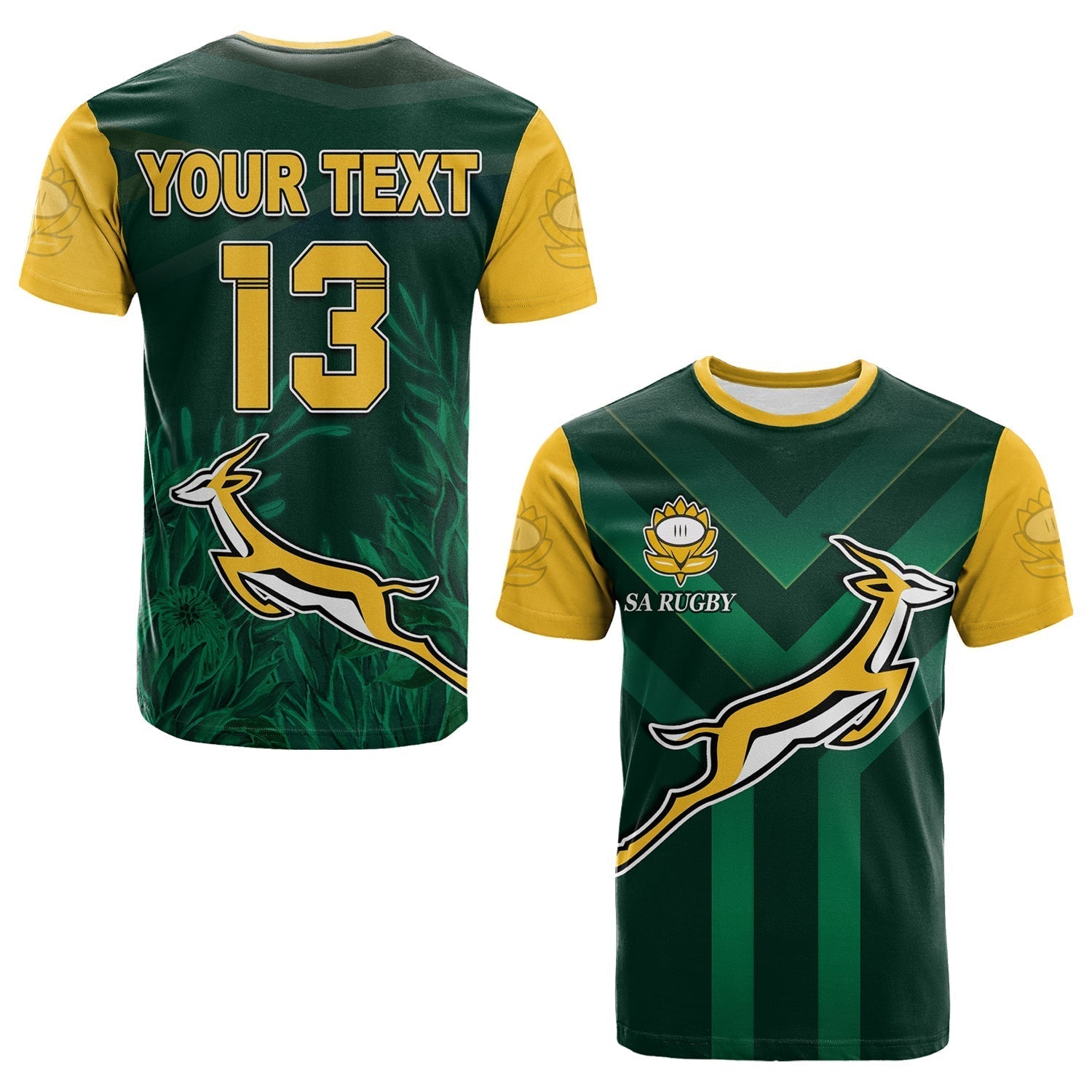 Custom South Africa Rugby T Shirt Springboks King Protea Go Bokke