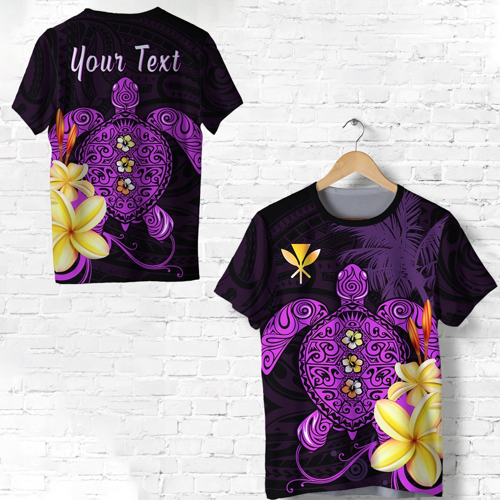 (Custom Personalised) Hawaii Turtle T Shirt Hawaiian Flowers Version Purple Elegant