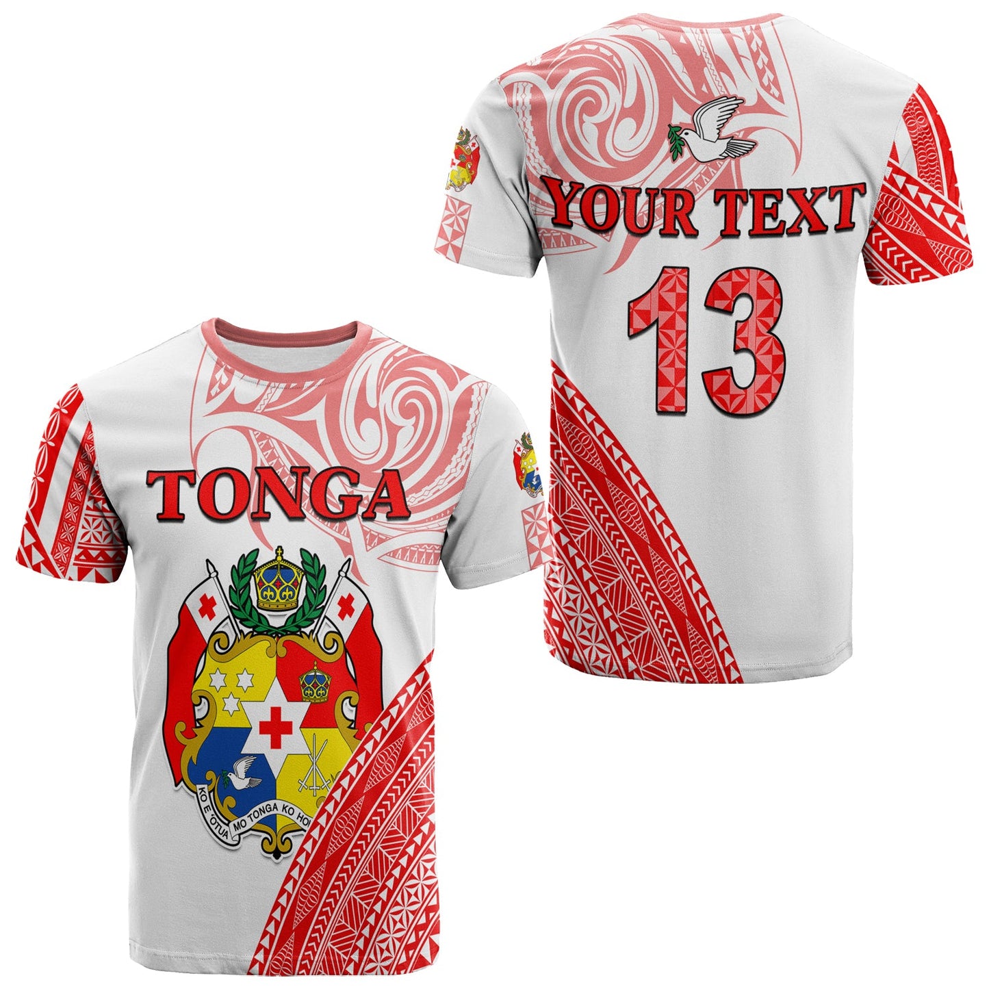 Custom Text And Number Tonga T Shirt Tongan Pattern Blithesome